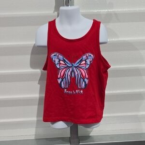 Stylish Red‎ Tank Top with Butterfly Design